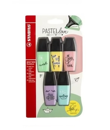 Set 5 Mini Destacadores Pastel Stabilo