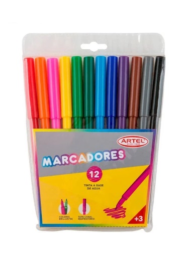 Lápices Marcadores 12 Colores Artel