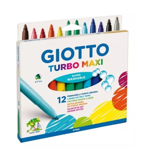 Marcadores 12 Colores Turbo Maxi Jumbo Giotto