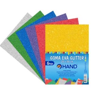 Estuche Goma Eva con Glitter Colores Surtidos 6un Hand