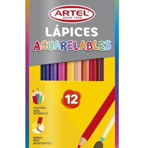 Lápices 12 colores Acuarelables + Pincel Artel