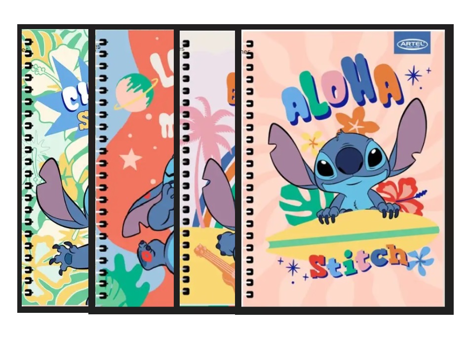 Pack 4 Cuadernos Especial Triple - Tres Materias T/carta 150hjs Lilo y Stitch ARTEL